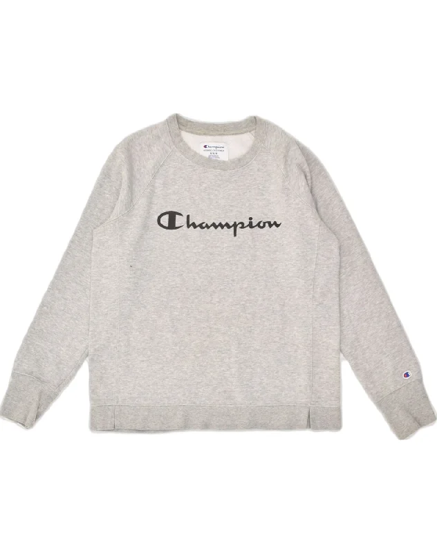 CHAMPION Womens Graphic Sweatshirt Jumper UK 14 Medium Grey Cotton