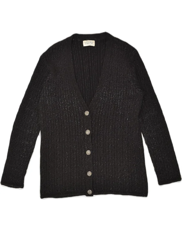 BENETTON Womens Cardigan Sweater UK 10 Small Black Acetate