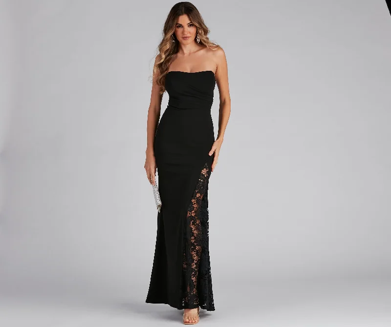 Clyde Formal Crepe Corset Lace Mermaid Dress