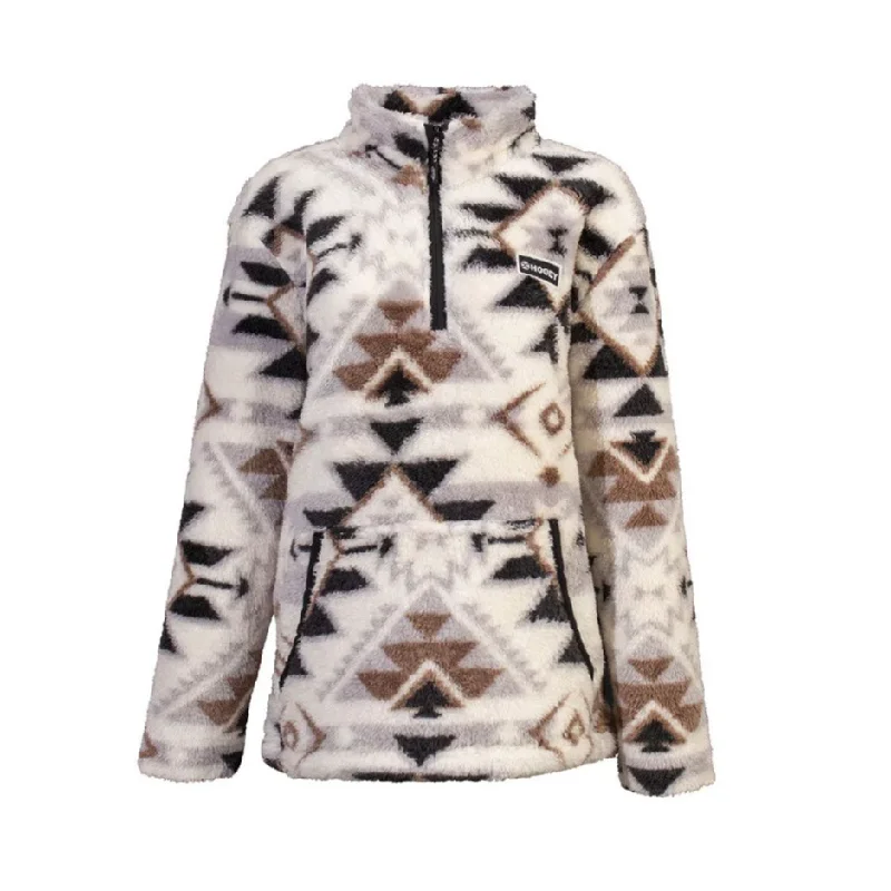 Hooey Ladies Aztec Print Cream Fleece Pullover Sweatshirt HFP006CRAZ