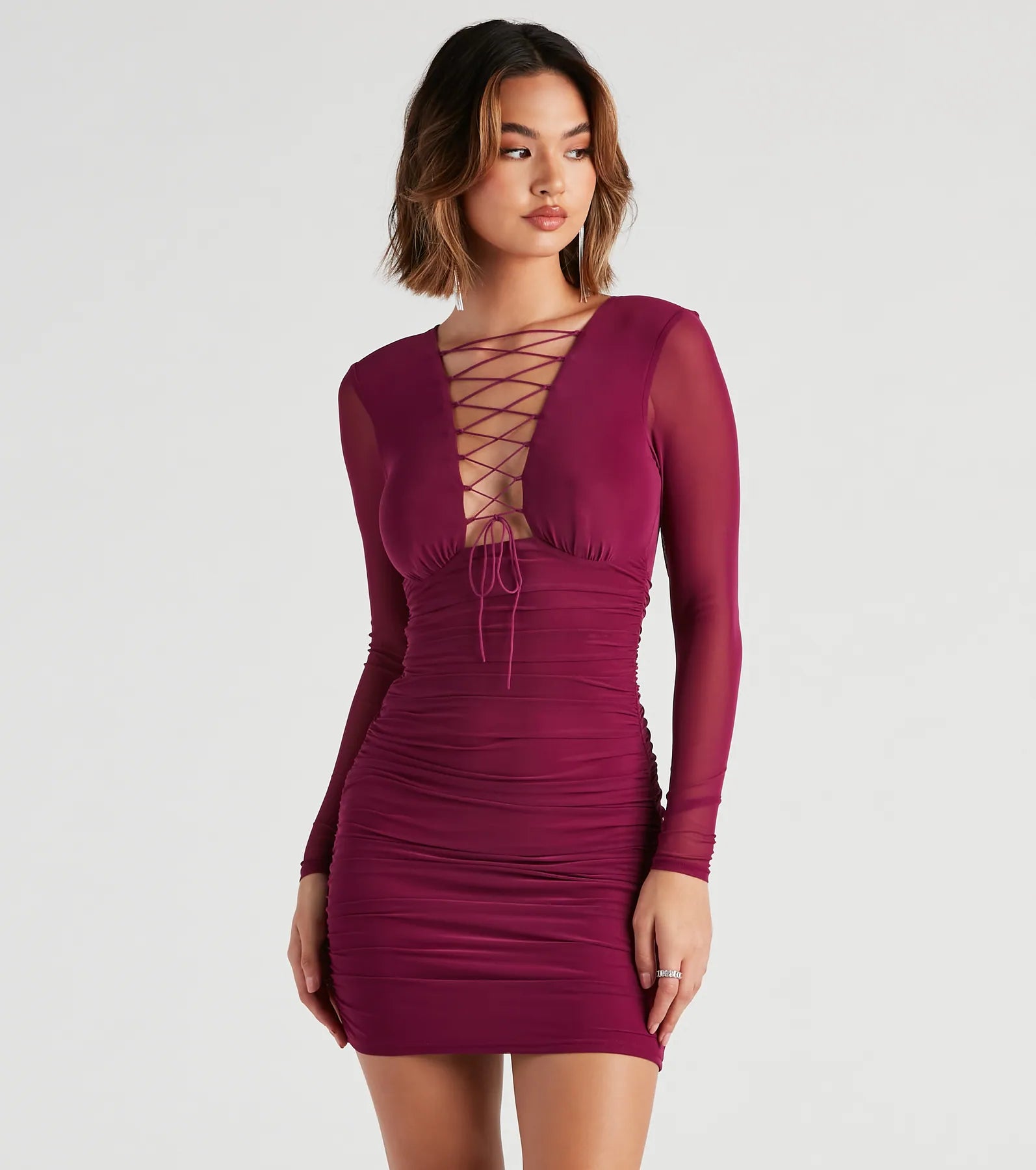 Shrrr Of Myself Lace-Up Mesh Dress