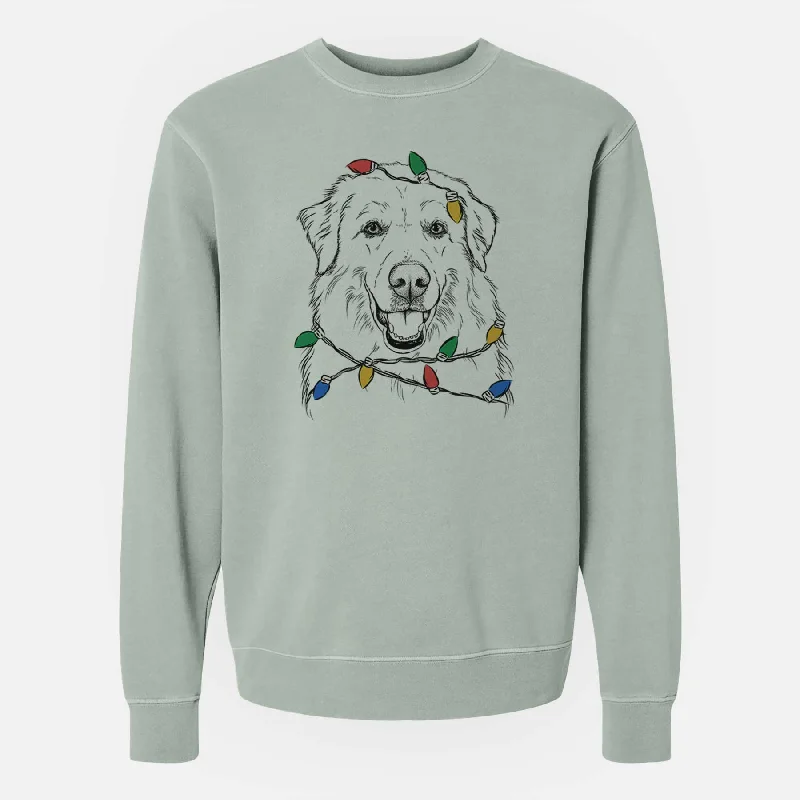 Christmas Lights Meg the Great Pyrenees - Unisex Pigment Dyed Crew Sweatshirt