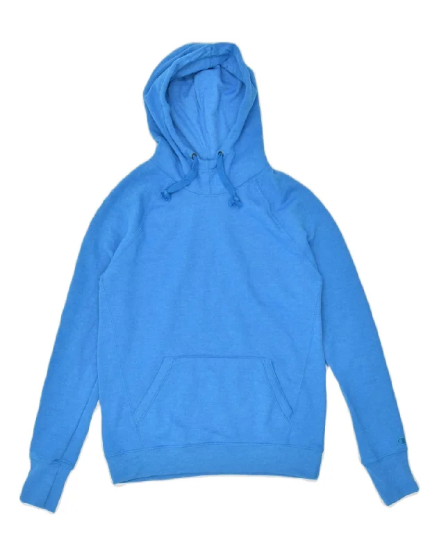 CHAMPION Womens Hoodie Jumper UK 12 Medium Blue Cotton