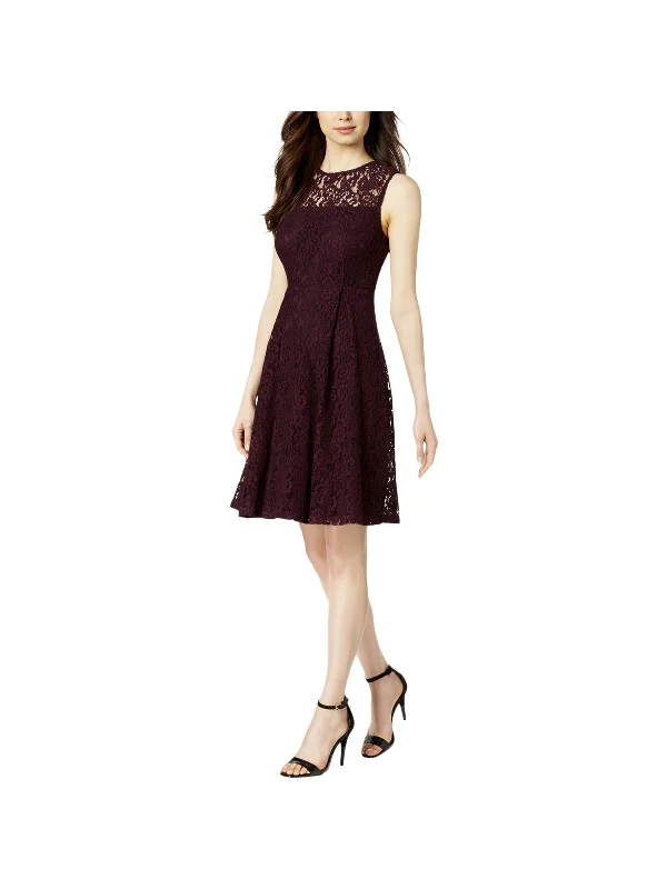 Womens Lace Sleeveless Scuba Dress