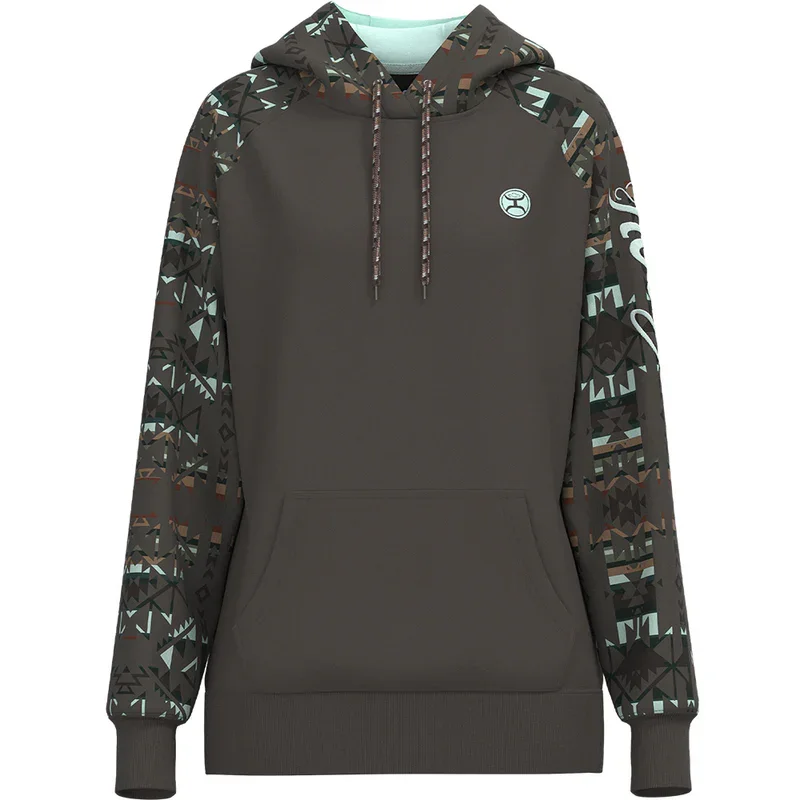 Hooey Ladies Brown Aztec Print Pullover Hoodie HH1257BRAZ