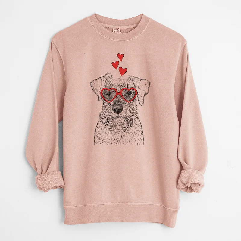 Valentine Smokey the Miniature Schnauzer - Unisex Pigment Dyed Crew Sweatshirt