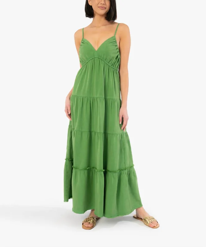 Thea Dress With Side Pockets in Green