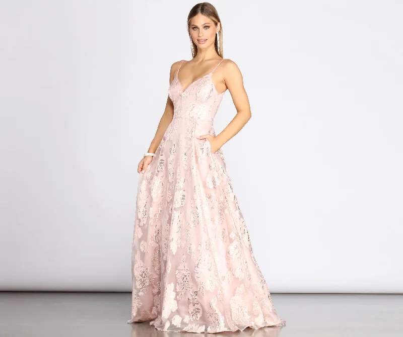 Misha Floral Organza Ball Gown