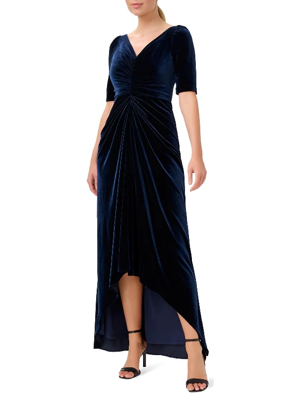 Plus Womens Velvet Maxi Evening Dress