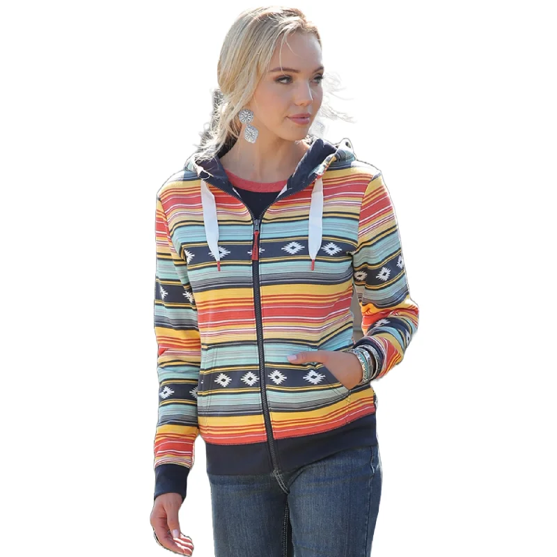 Cruel Girl® Ladies Multi-Color Serape Print Full Zip Hoodie CWK7415001