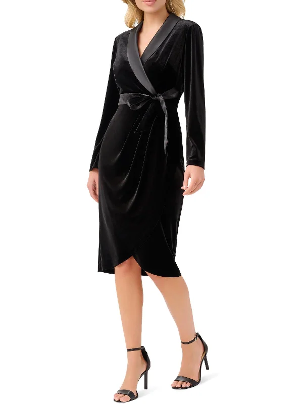 Womens Velvet Midi Cocktail and Party Dress