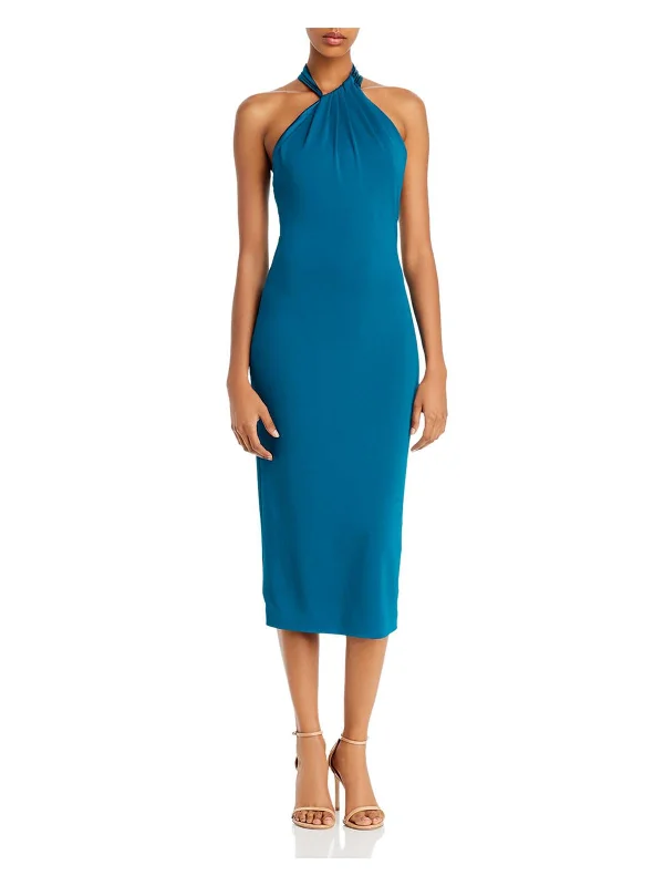 Womens Halter Midi Sheath Dress