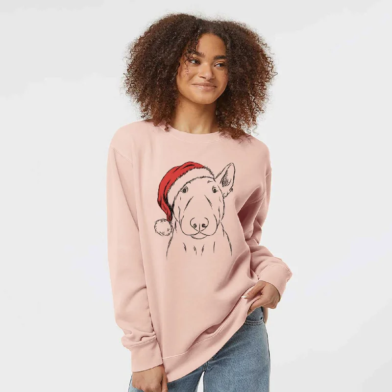 Santa Jett the Bull Terrier - Unisex Pigment Dyed Crew Sweatshirt