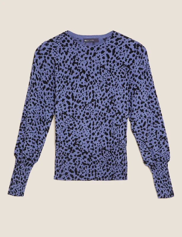 Animal Print Blouson Sleeve Jumper