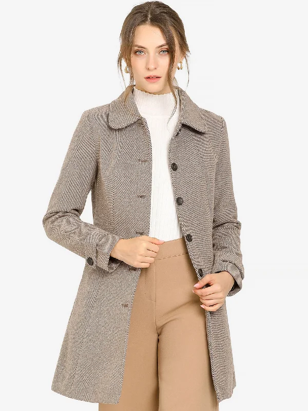 Peter Pan Collar Single Breasted Overcoat Winter Pea Coat