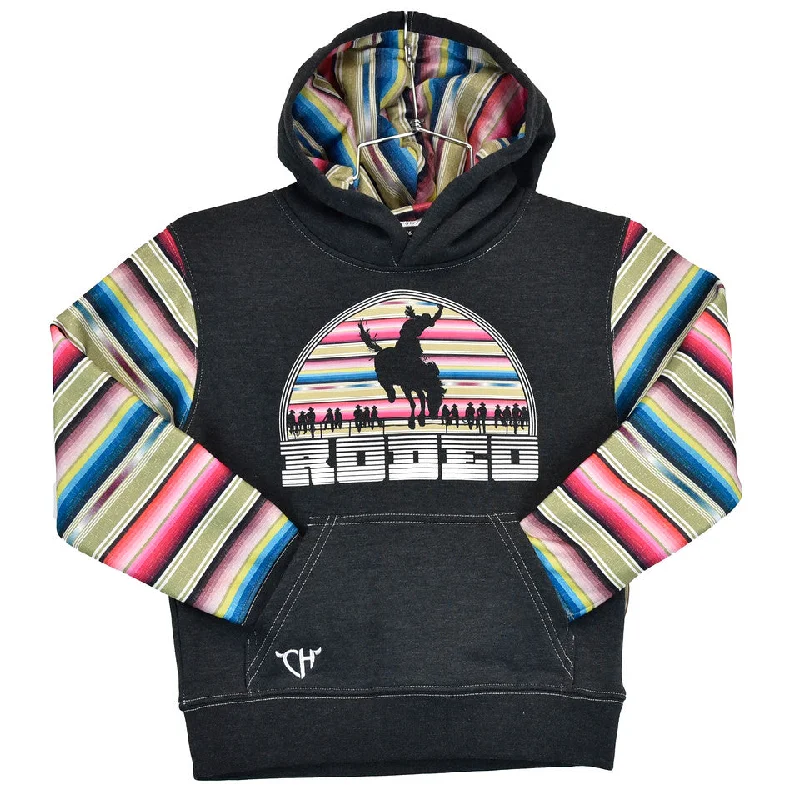 Cowgirl Hardware Toddler Girls Serape Stripe Rodeo Black Hoodie 871336-010