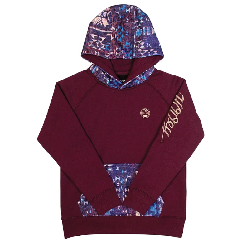 Hooey Ladies Veracruz Aztec Print Maroon Pullover Hoodie HH1198MA