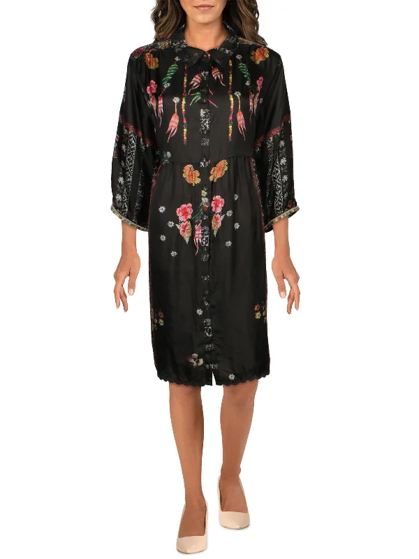 Womens Silk Floral Slip Dress