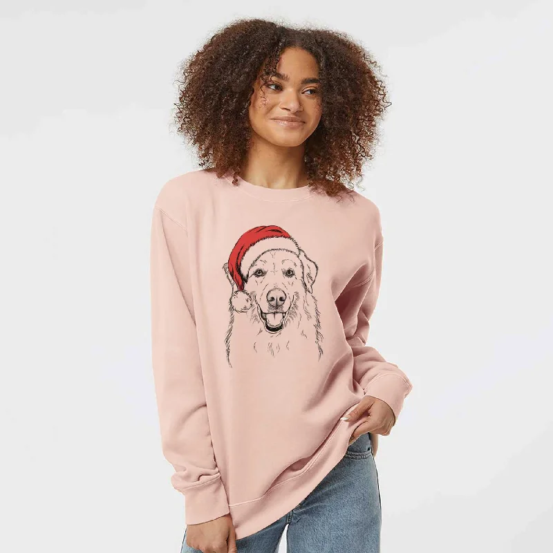 Santa Meg the Great Pyrenees - Unisex Pigment Dyed Crew Sweatshirt