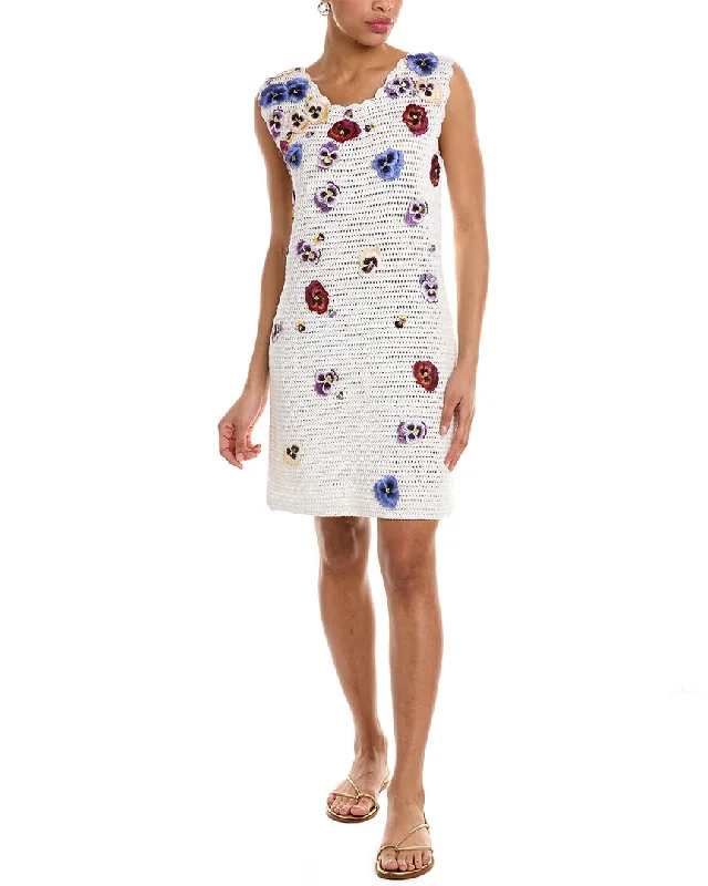 Oscar de la Renta Threadwork Floral Crochet Sheath Dress