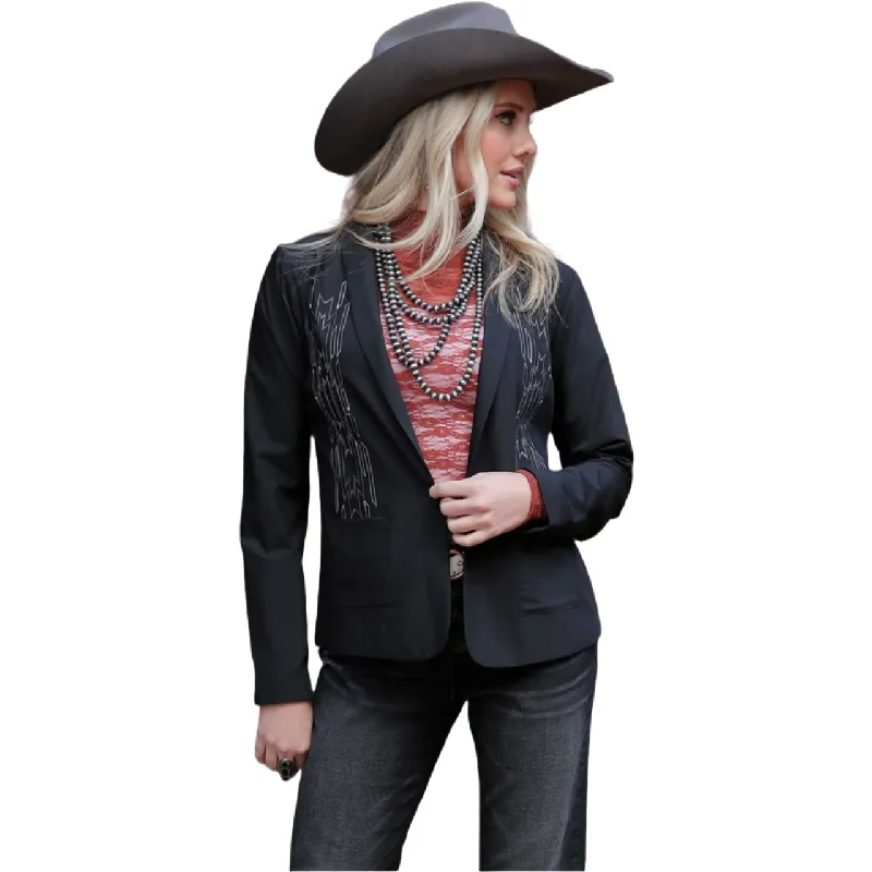 Cruel Denim Ladies Western Embroidered Black Blazer CWJ7274004