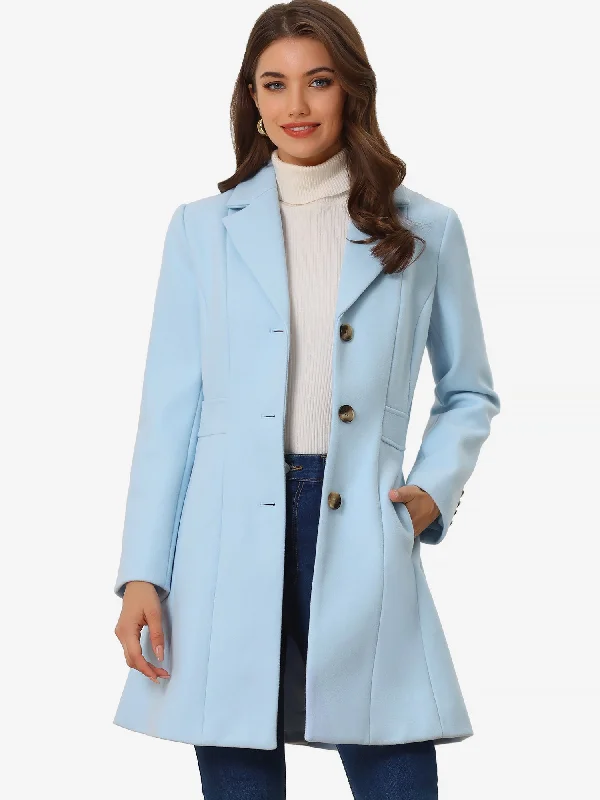 Single Breasted Notched Lapel Outerwear Winter Coats