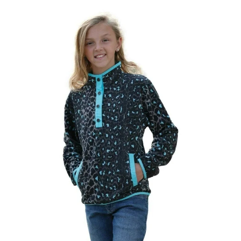 Cruel Children's Polar Fleece Leopard Print Black Pullover CWK8250004