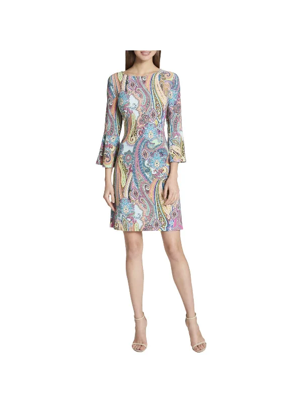 Womens Paisley Bell Sleeves Wear to Work Dress