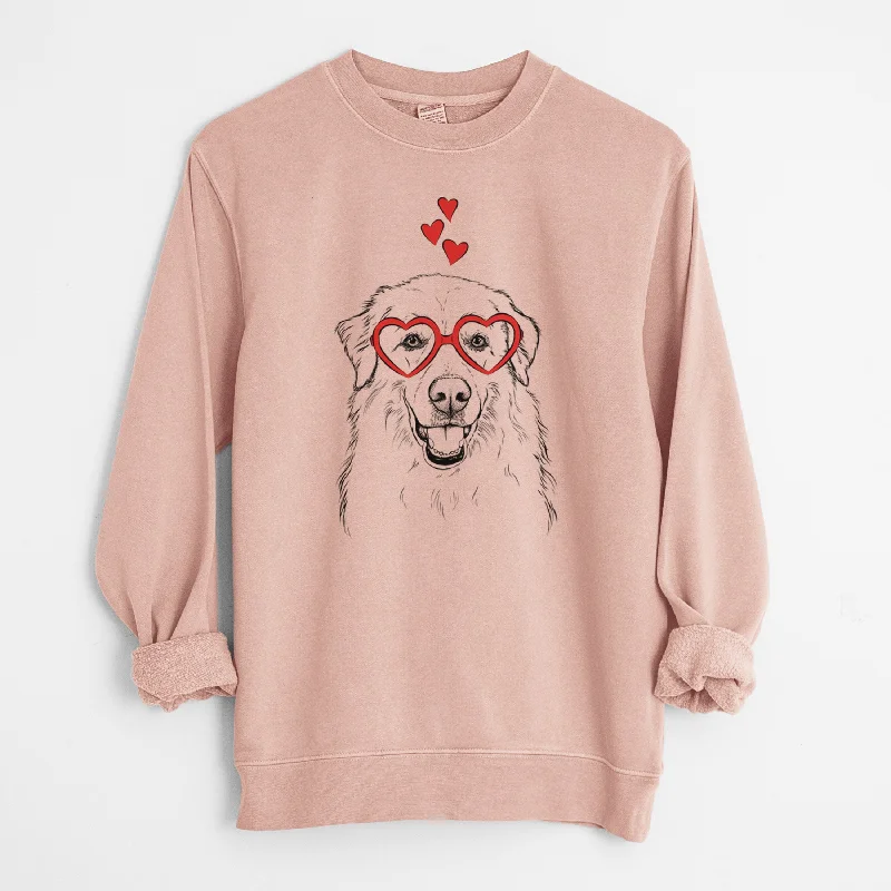 Valentine Meg the Great Pyrenees - Unisex Pigment Dyed Crew Sweatshirt