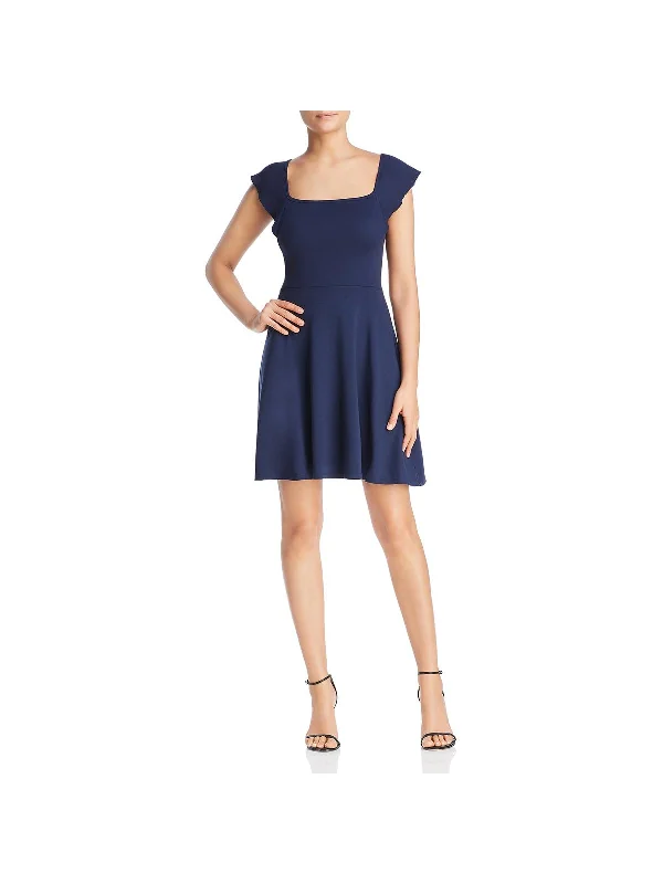 Womens Fit & Flare Square Neck Casual Dress