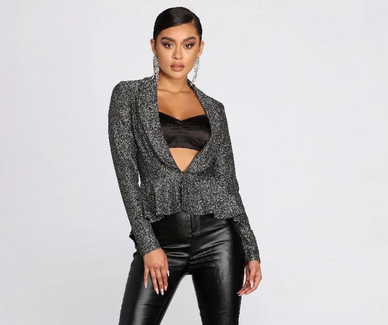 All Glam Glitter Peplum Blazer