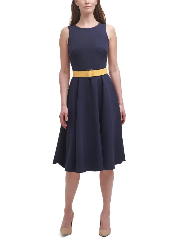 Womens Cocktail Midi Fit & Flare Dress