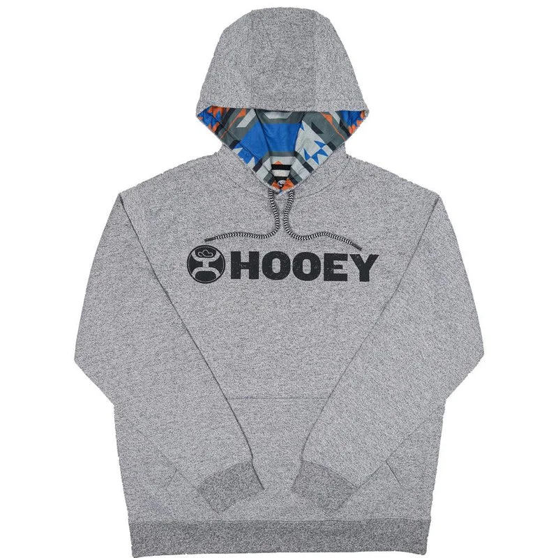 Hooey Men's Lock Up Heather Grey Logo Hooded Sweatshirt HH1177GY