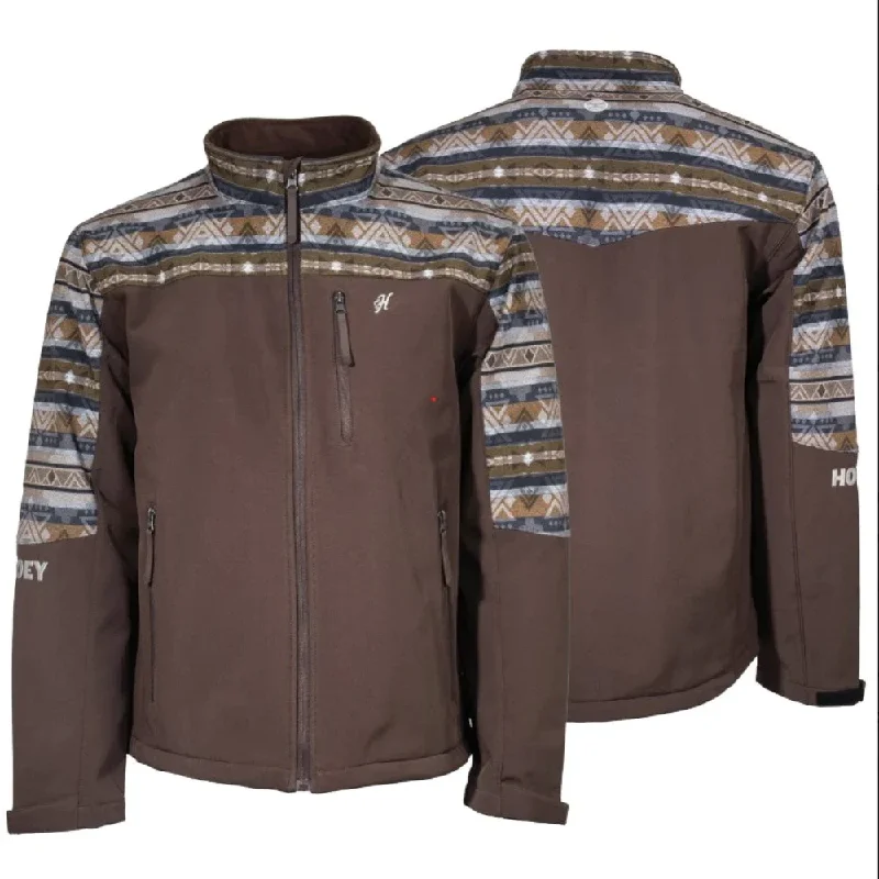 Hooey Men's Brown Aztec Full Zip Softshell Jacket HJ109BRAZ