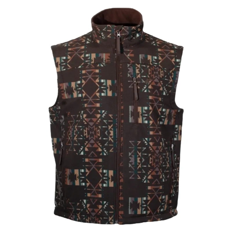 Hooey Men's Aztec Print Brown Softshell Vest HV104BRAZ