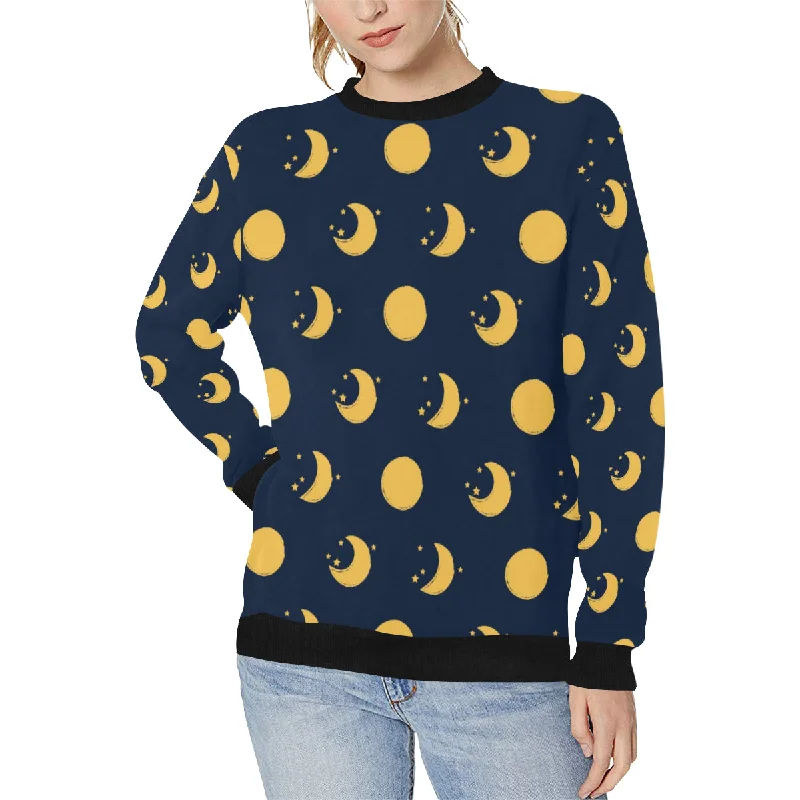 Moon star pattern Women's Crew Neck Sweatshirt