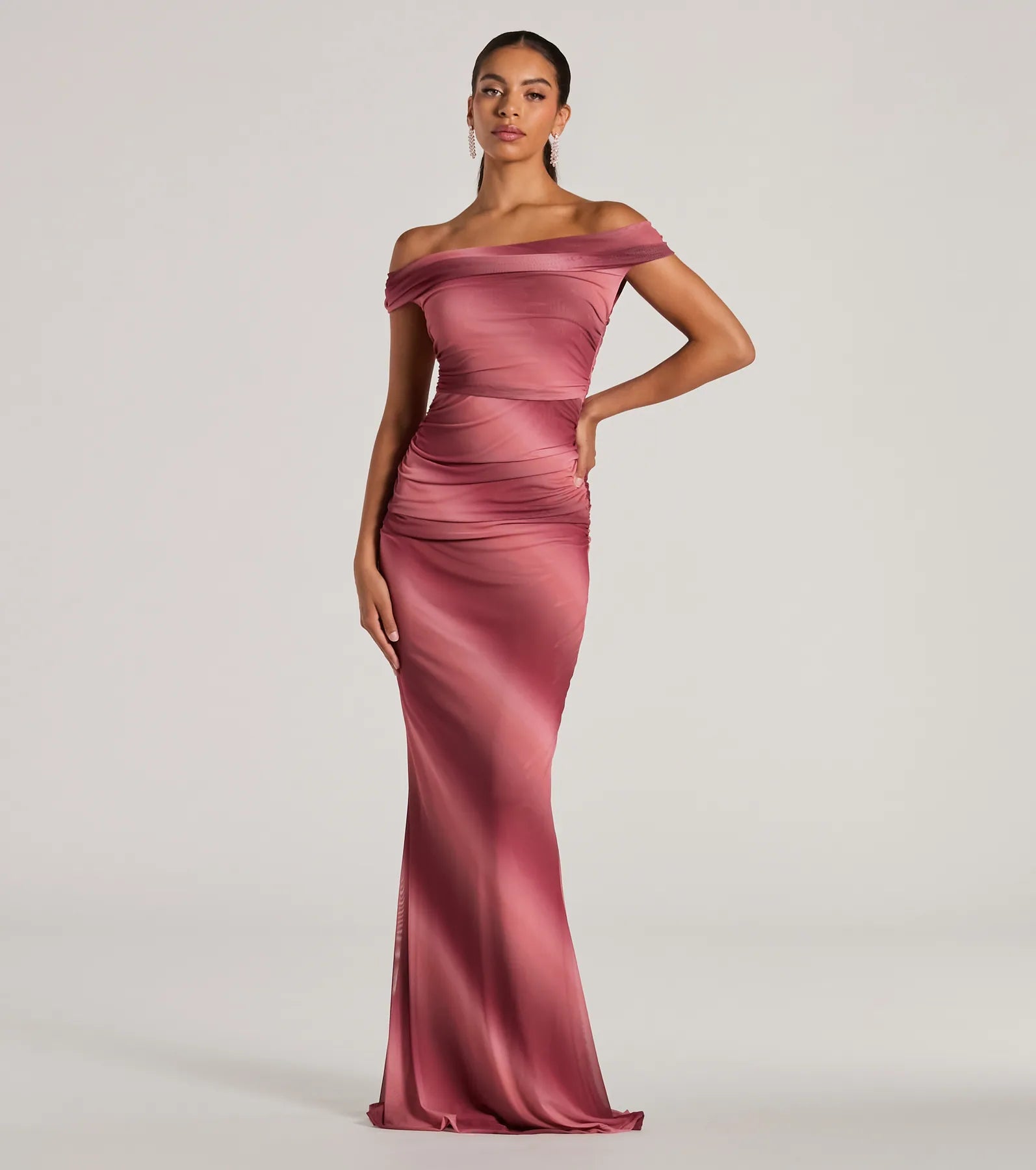 Abbie Off-The-Shoulder Mermaid Ombre Formal Dress