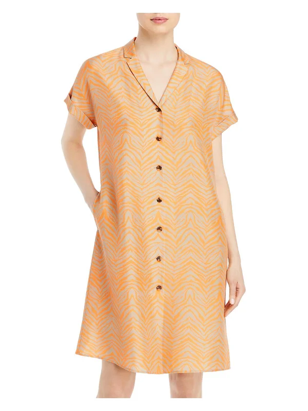 Womens Collared Midi Shirtdress