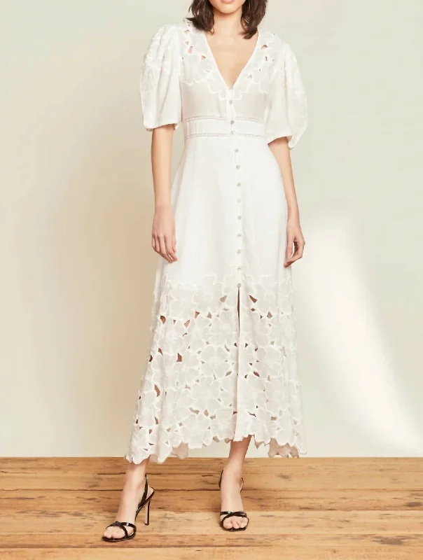 Hope Eyelet Maxi Dress in White