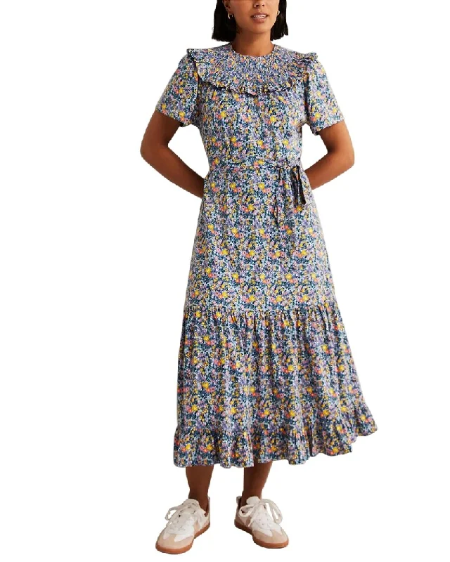 Boden Smocked Yoke Jersey Midi Dress