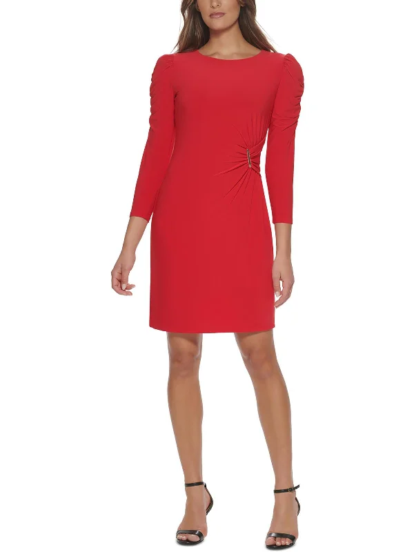 Womens Matte Jersey Ruched Wear to Work Dress