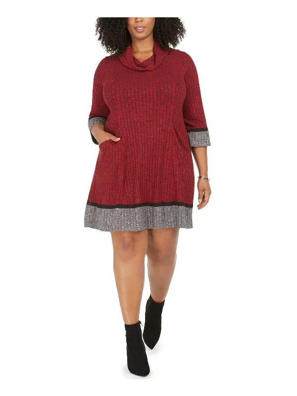 Plus Womens Casual Mini Sweaterdress