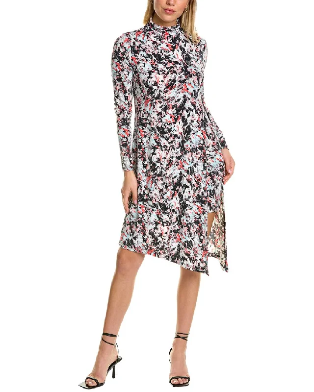 BCBGMAXAZRIA Mock Neck Midi Dress