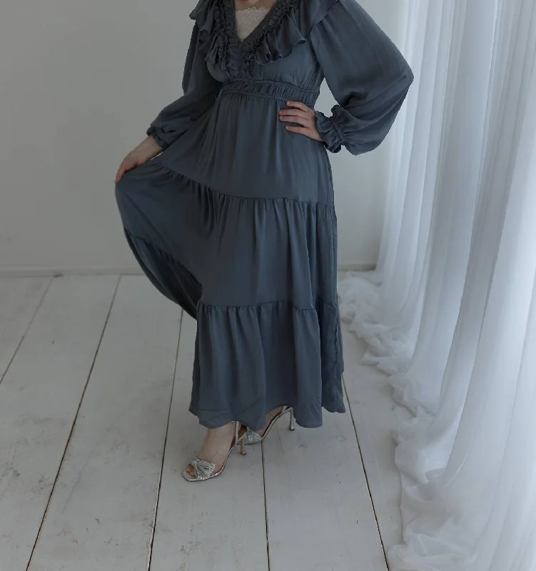 Silver Lining Dress in Dark Grey