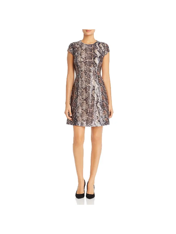 Elissa Womens Sequined Reptile Cocktail Dress