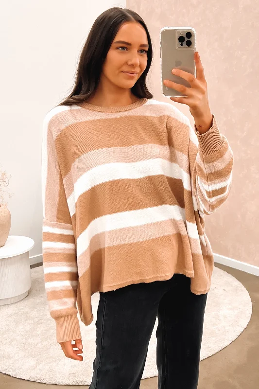 Kristy Knit Brown Stripe