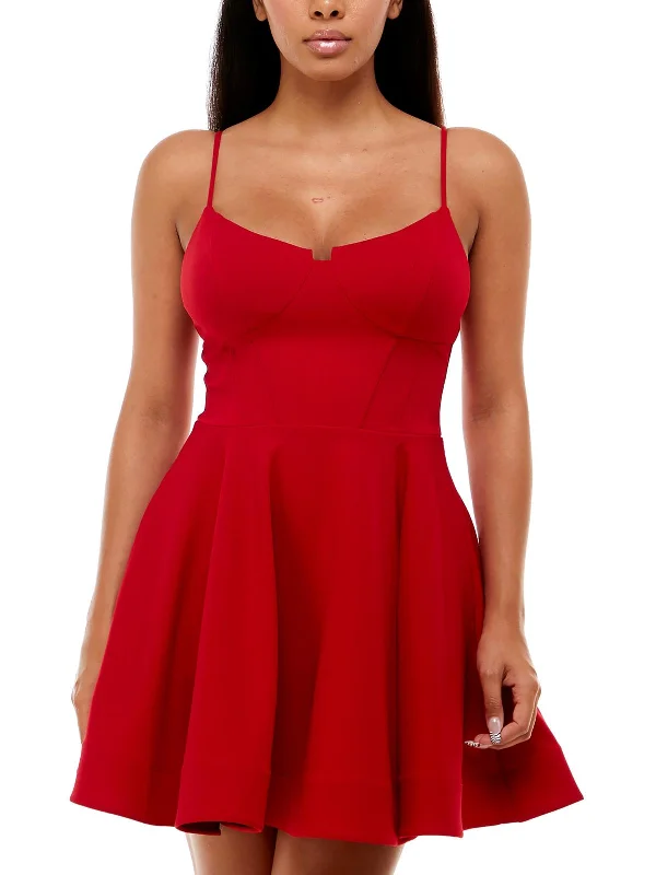 Juniors Womens Sweetheart Neck Mini Fit & Flare Dress