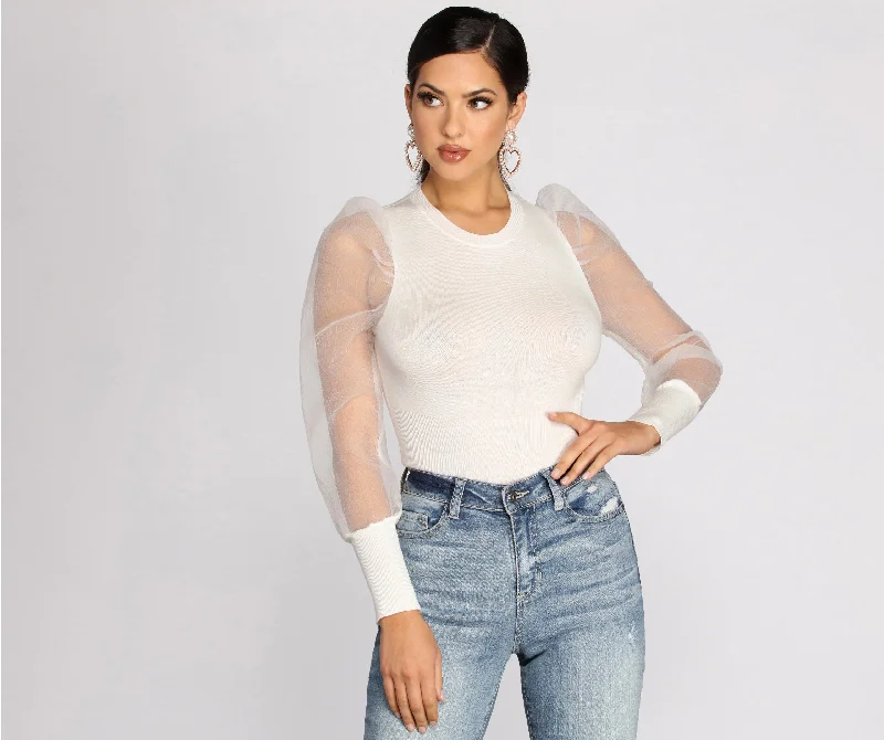 Sheer And Chic Sweater Crop Top