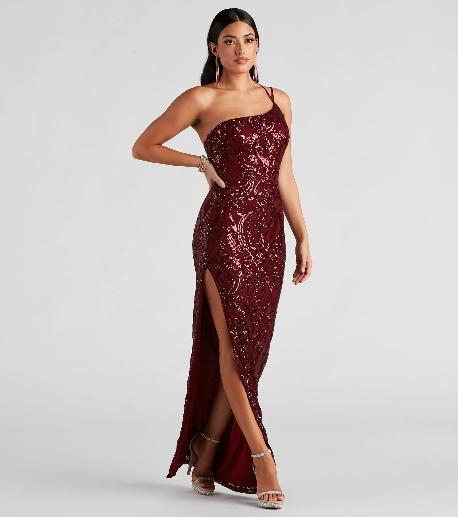 Jaleen Formal Sequin One Shoulder Dress