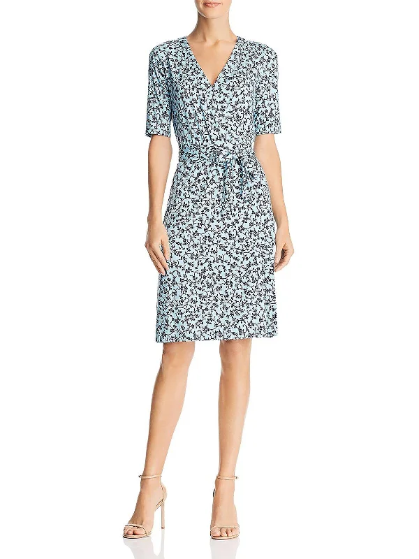 Womens Printed Jersey Wrap Dress